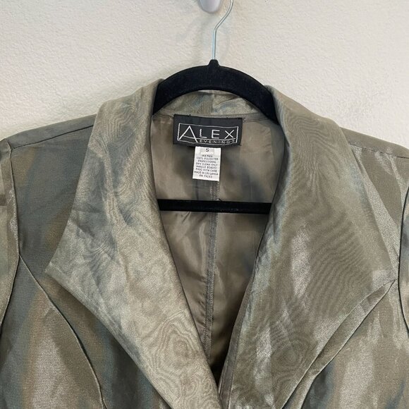 Alex Evenings Womens Small Green Organza Jacket 3/4 Sleeve Party Formal - Picture 7 of 11